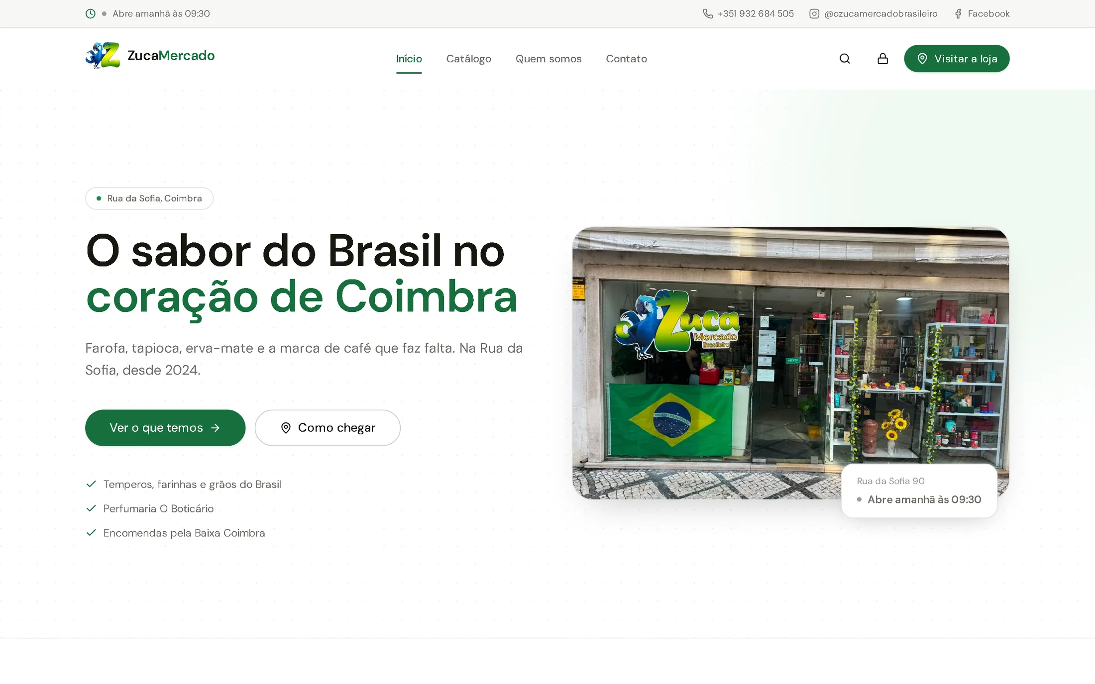 Página inicial do site O Zuca Mercado Brasileiro